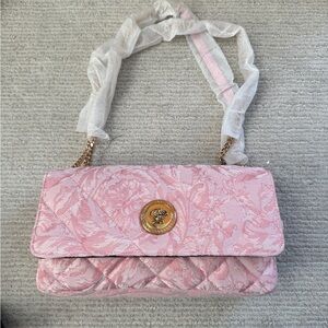 (Auth) Versace La Medusa Pink Fabric Shoulder Bag